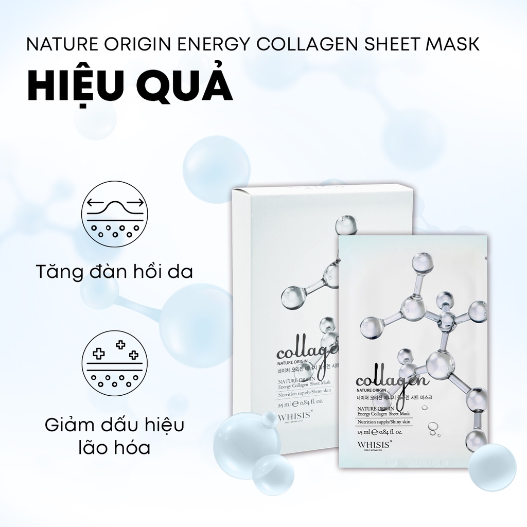 Combo 10 Mặt Nạ Collagen WHISIS Nature Origin Energy Collagen Sheet Mask 25ml/miếng