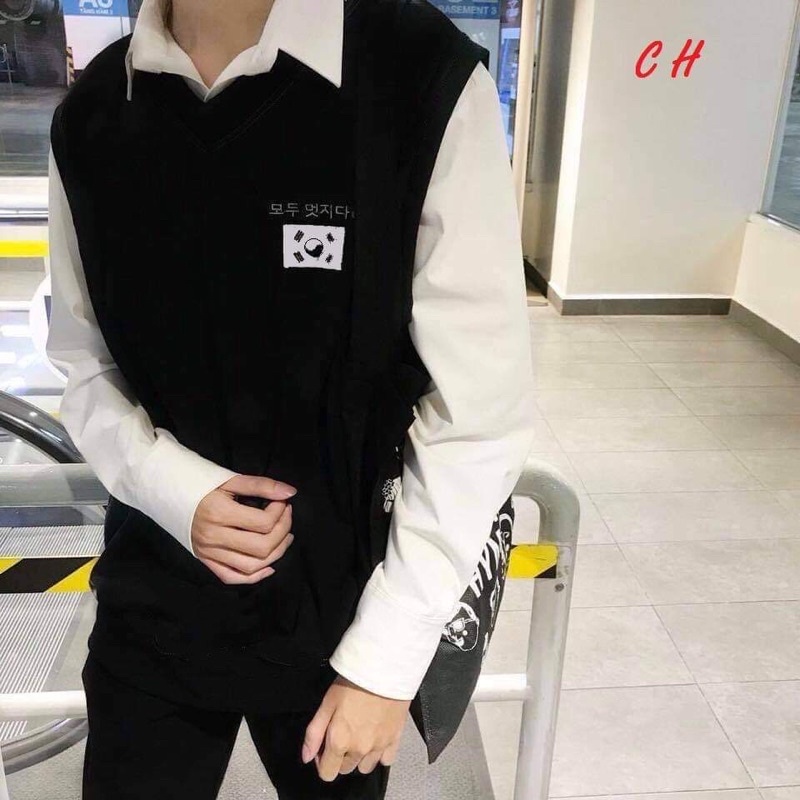sét 2 món áo gile hàn sẻng cực chất ạ, kiểu dáng nam nữ đều mặc được