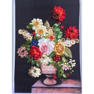 Tranh thêu ruy băng 75x52cm