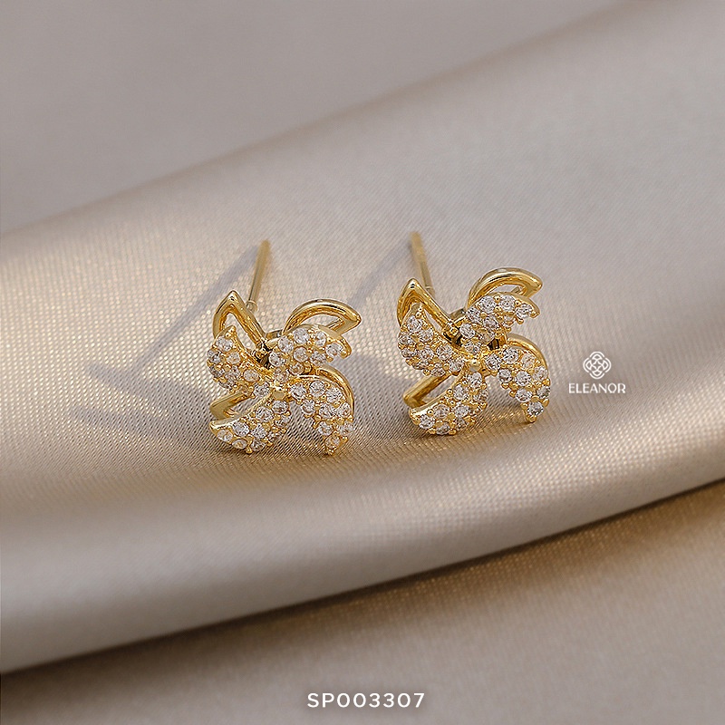 Bông tai nữ chuôi bạc 925 đính đá Eleanor Accessories thiết kế mặt xoay chong chóng phụ kiện trang sức 3307