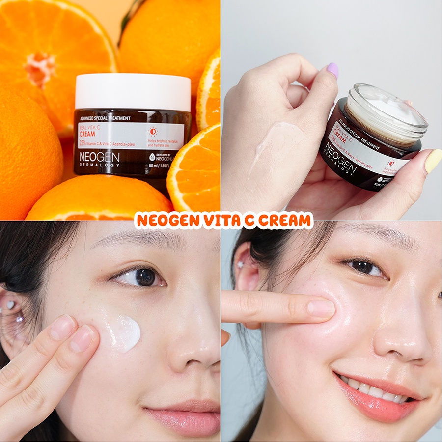 Combo Tinh Chất và Kem Dưỡng Vitamin C Giảm Thâm Dưỡng Sáng Da Neogen Real Vita C (Serum 32g + Cream 50ml)