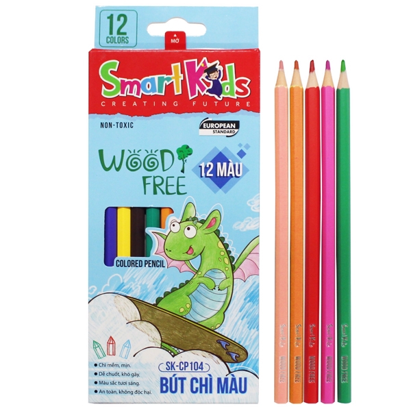 Bút Chì Màu Smart Kids 12 Màu Wood Free SK-CP104