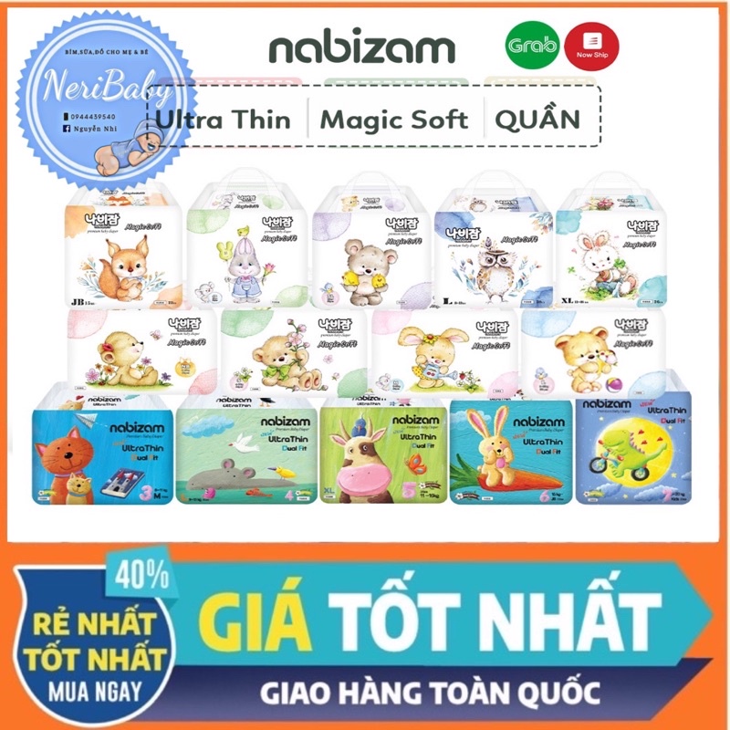 Tã/Bỉm NABIZAM HÀN QUỐC Dán/Quần Đủ Size S44/M40/L36/M32/L30/XL26/XXL22/3XL20