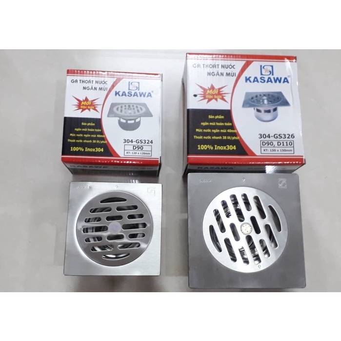 GA THOÁT SÀN NHÀ TẮM NGĂN MÙI CỐC SÂU INOX 304 KASAWA ĐEN GS320, GS323, GS324, GS326