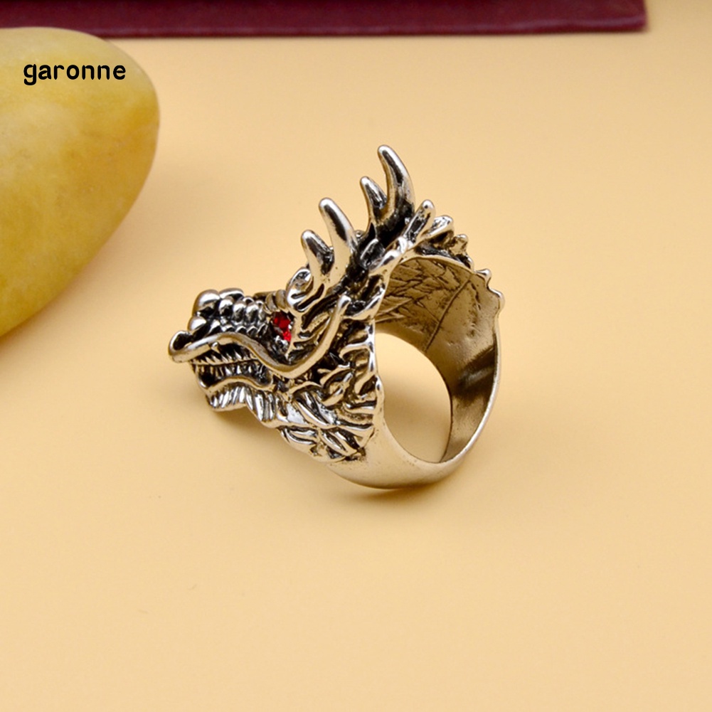 Nhẫn đeo tay làm từ kim loại hình đầu rồng đính đá thời trang cho nam