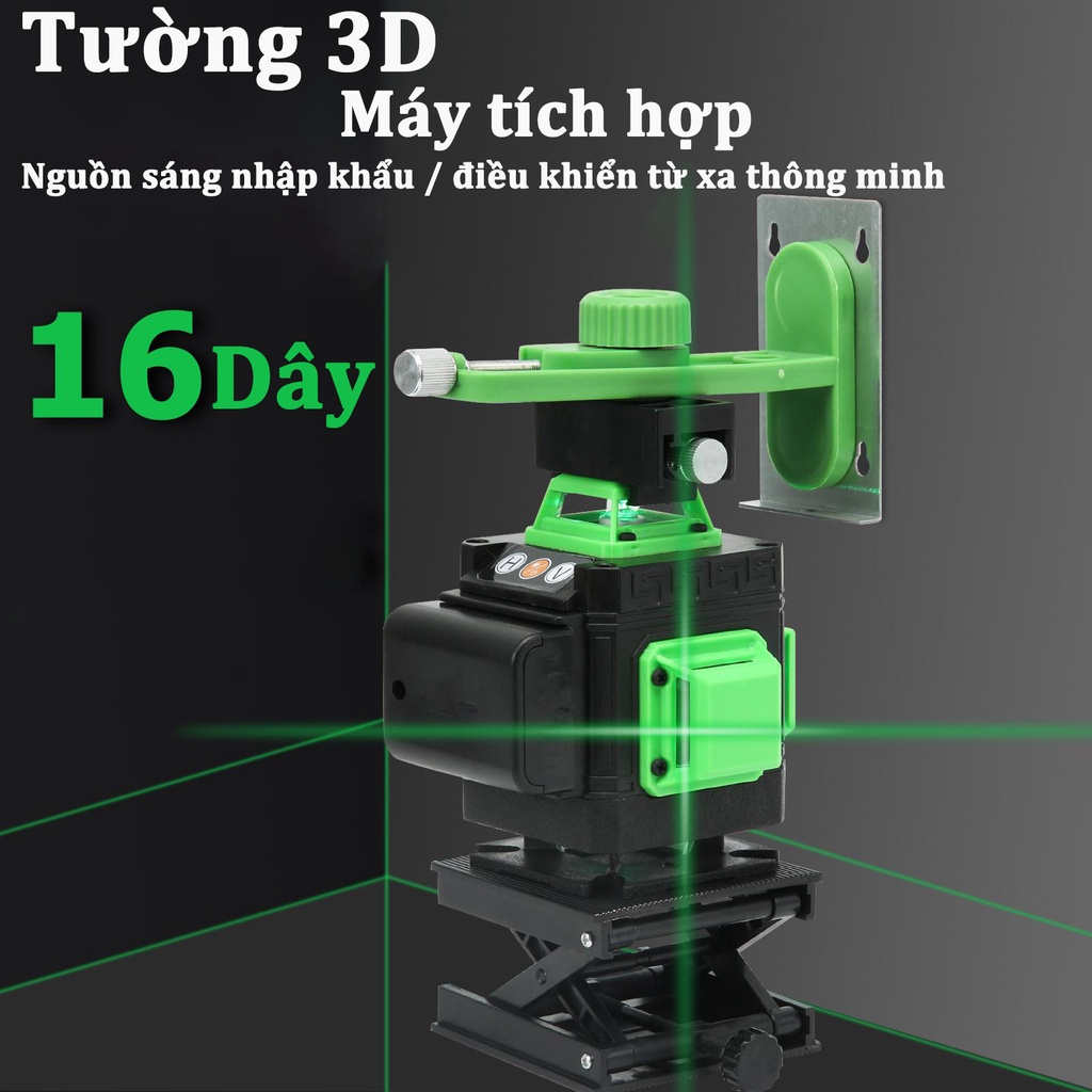 Máy cân bằng laser,máy bắn cốt 16 tia xanh lá , tự động san bằng mức Laser màu xanh lá cây và dọc 360 độ