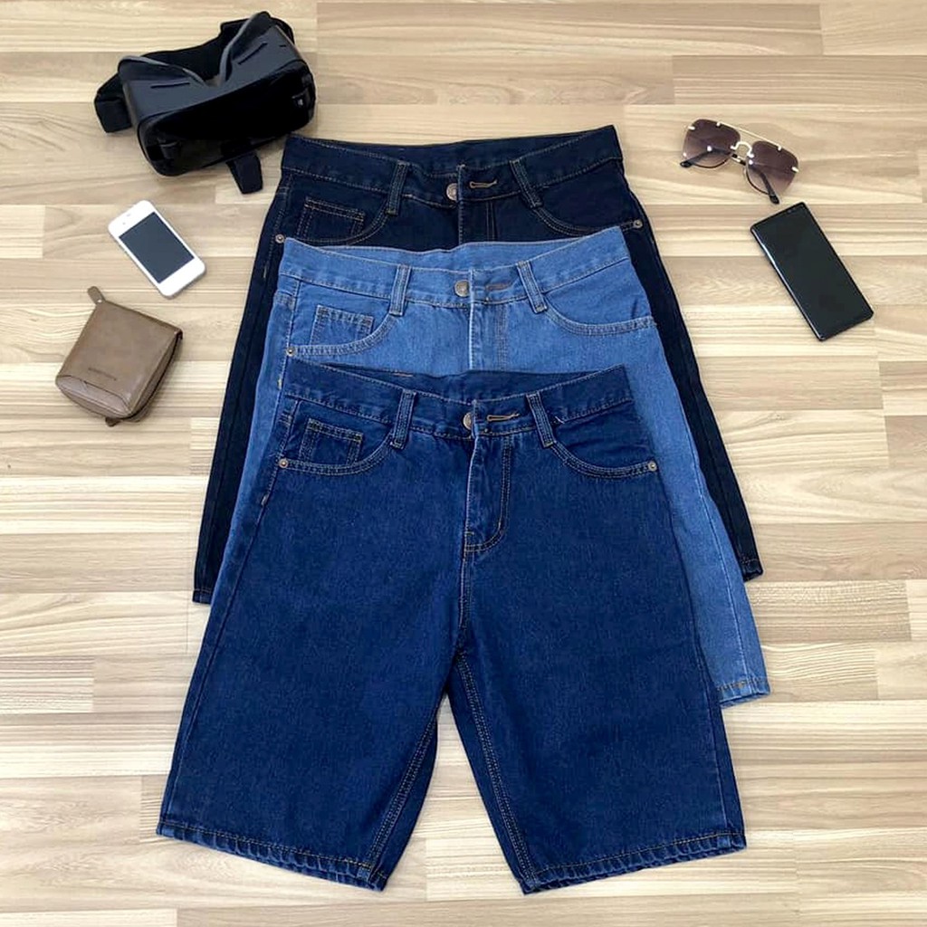 Quần Short Jean Nam Ống Đứng Andromeda Vải Jean Giày Không Bay Màu