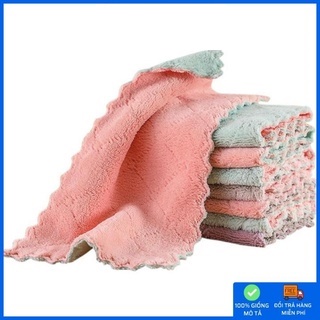 Set 10 Khăn lau bếp đa năng 2 mặt - Rửa bát - lau Bàn khăn thấm nước siêu tốt nhanh khô
