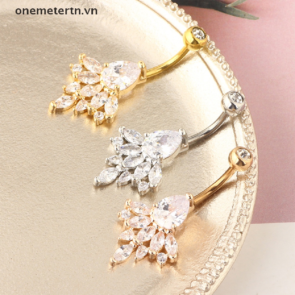 Onemetertn Khuyên Rốn Bằng Thép Không Gỉ Đính Đá Zircon Tinh Tế Cho Nữ