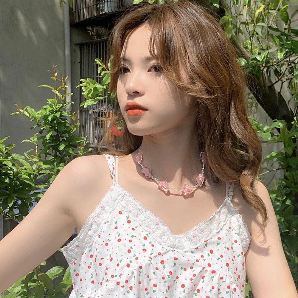 Vòng Cổ Chuỗi Hạt Trong Suốt Thiết Kế Đơn Giản Dễ Thương Thanh Lịch Cho Nữ