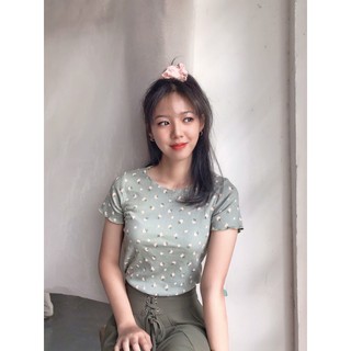 Áo thun cotton hoa nhí