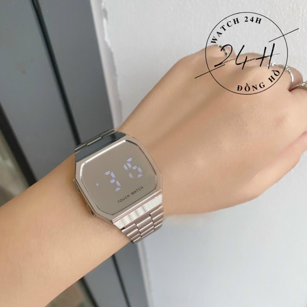Đồng Hồ nam; nữ Tráng gương LED cảm ứng cao cấp; dây thép sang trọng cho giới trẻ