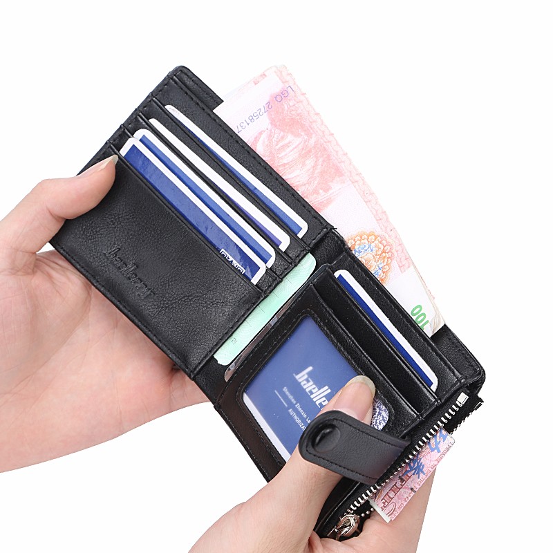 「COD」Baellerry Men's Short Wallet Korean Version of The Buckle Multi-card Position Purse