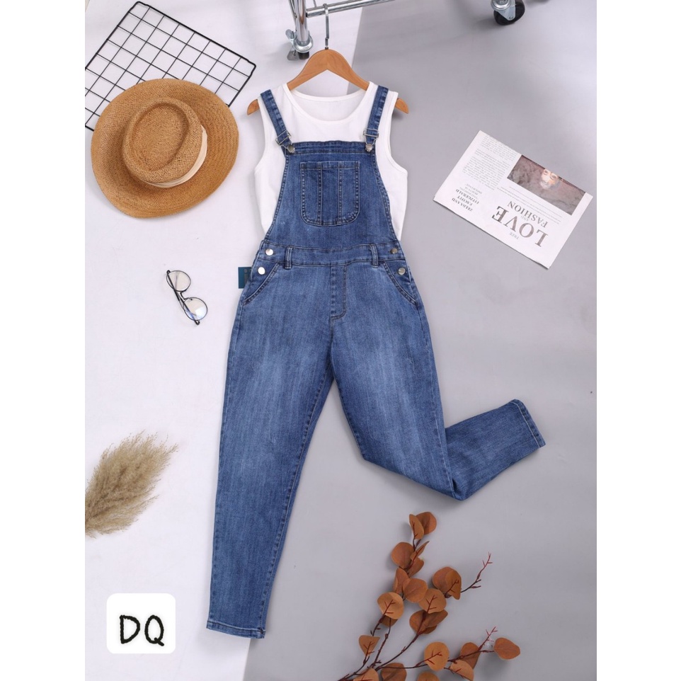 Set quần yếm bò mix áo thun chất co giãn - Hàng Quàng Châu