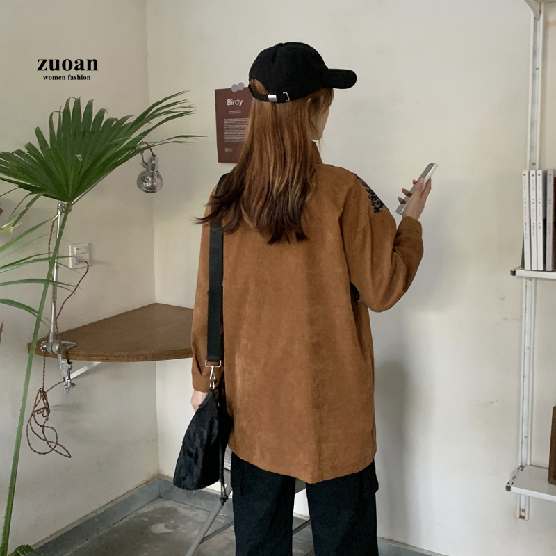 SUXI Áo Sơ Mi Tay Dài Dáng Rộng Rãi Phong Cách Hàn Quốc Độc Đáo