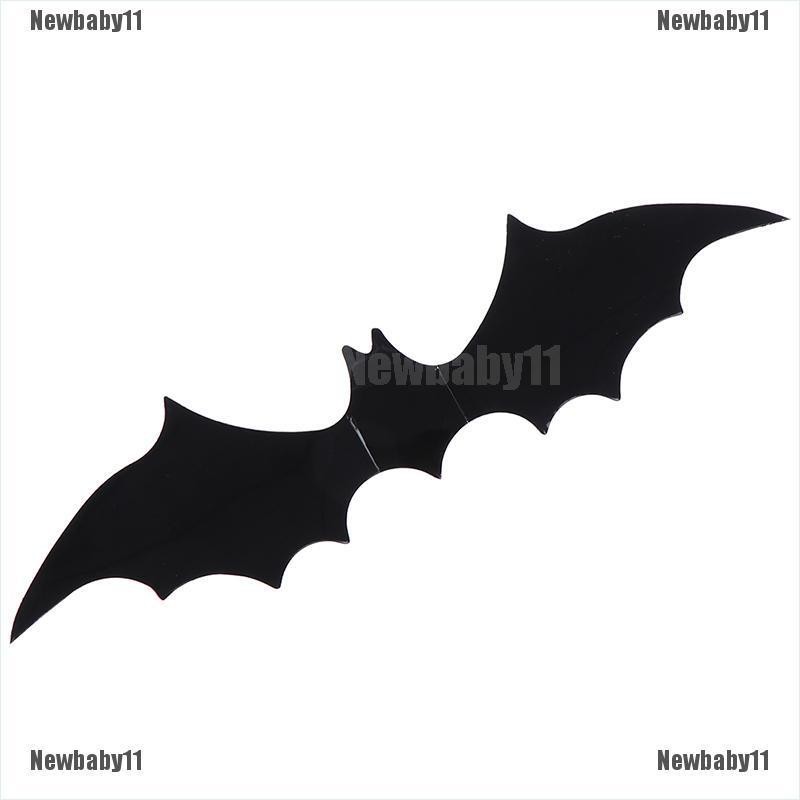 Set 12 Sticker Dán Tường Hình Dơi 3D Bằng PVC Màu Đen Trang Trí Tiệc Halloween DIY