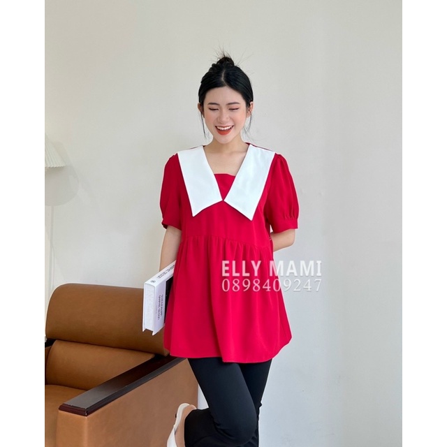 Áo bầu Shirt chất lụa hàn cao cấp phù hợp cho mẹ bầu diện đi làm, đi chơi cực thoải mái