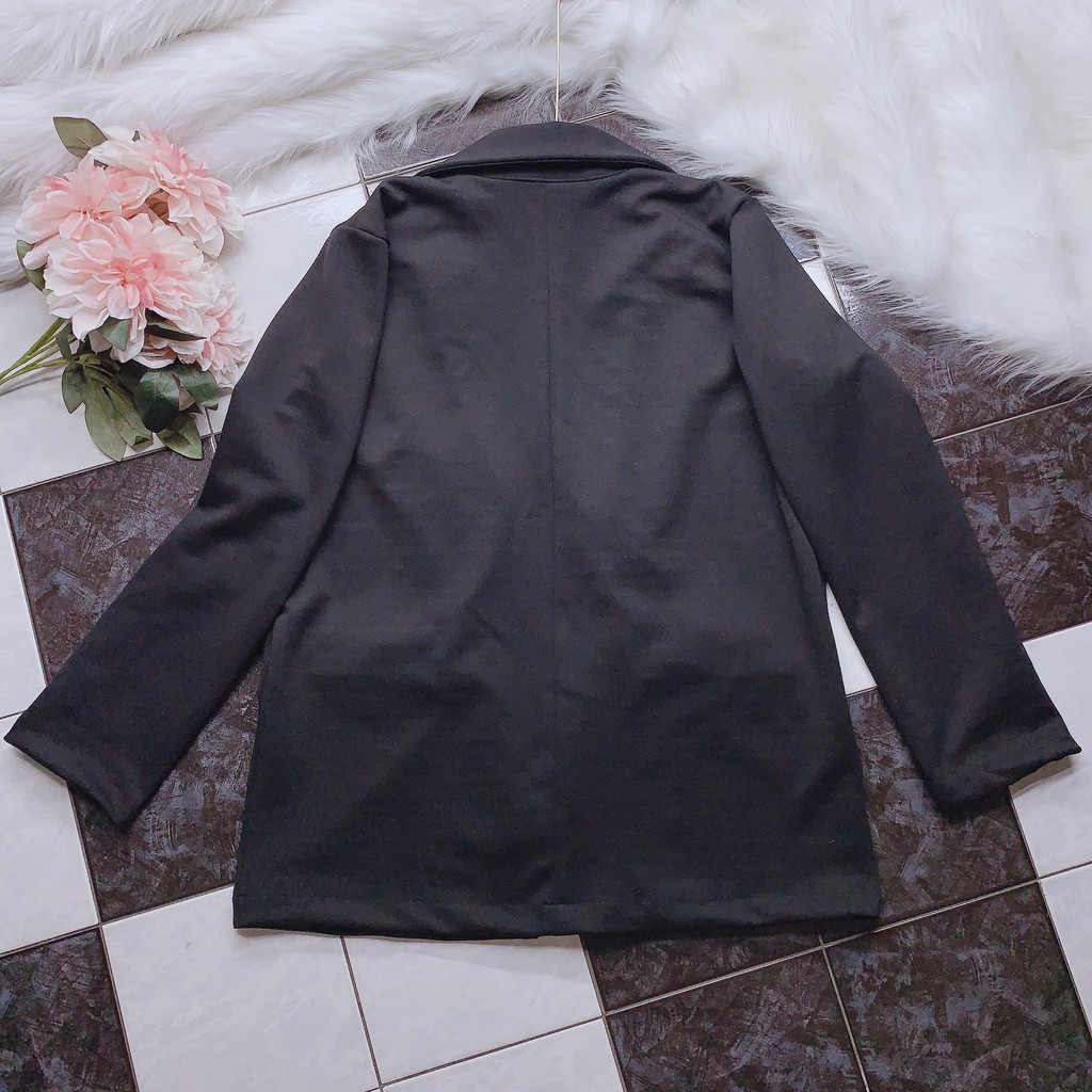 Áo khoác vest oversize tay dài màu đen thời trang Ulzzang