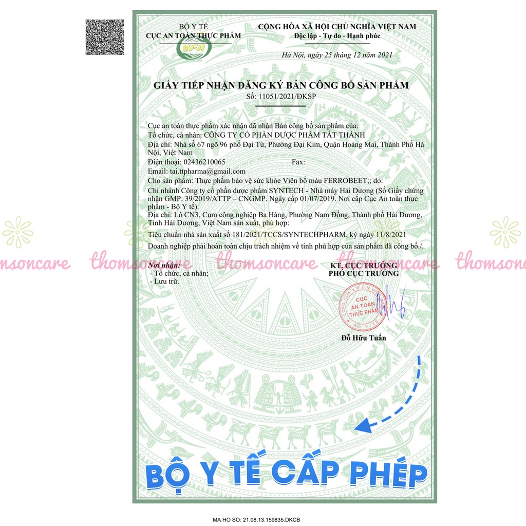 Bổ máu Ferrobeet - bổ sung Sắt, Acid Folic từ củ dền đỏ cho người thiếu máu - Hộp 30 viên