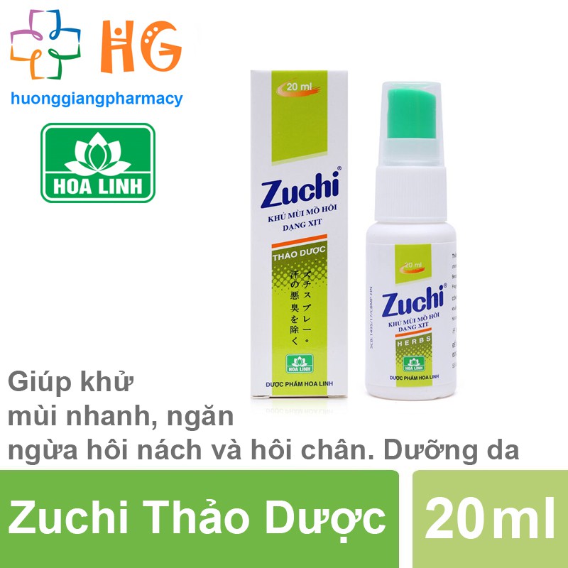 Xịt khử mùi mồ hôi Zuchi Thảo Dược - Không gây kích ứng da (Lọ 20ml)