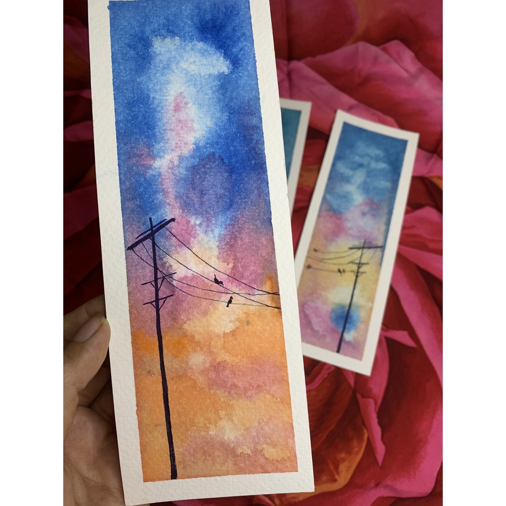 Tranh bookmark, card, đánh dấu trang sách, vẽ và thiết kế theo yêu cầu của khách