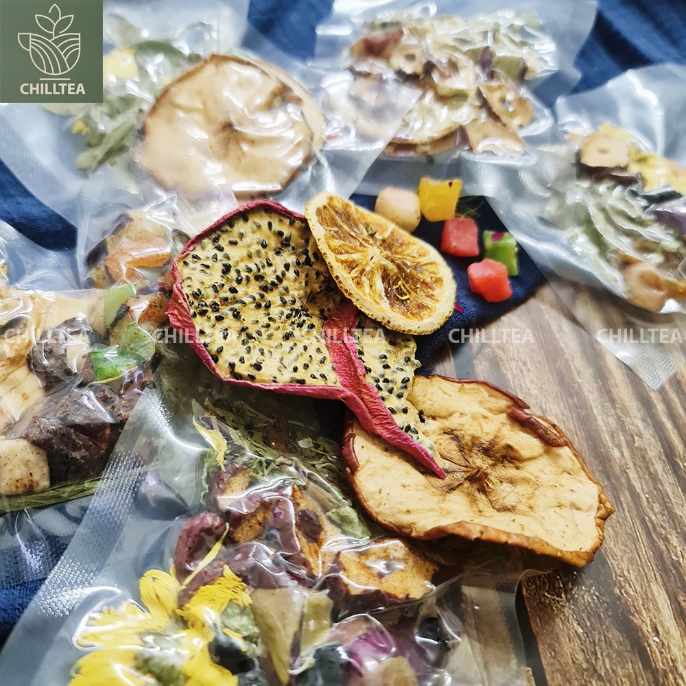 Trà Hoa Quả Sấy Khô Giảm Cân Chilltea, Trà Thảo Mộc Detox Hoa Cúc, Hoa Hồng, Cỏ Ngọt, Quả Sấy 16Gr
