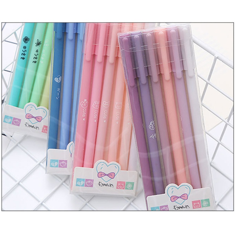 ✿ Set 6 Bút Gel Đen Ngòi 0.5mm Khô Nhanh Dùng Trong Văn Phòng/Trường Học