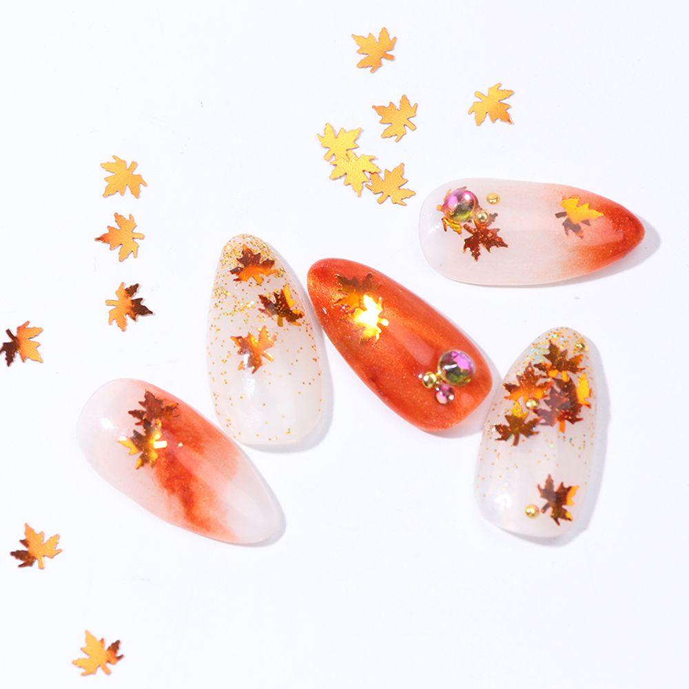 Hộp Sequin Hình Lá Phong Màu Holographic Dùng Trang Trí Móng Nghệ Thuật DIY