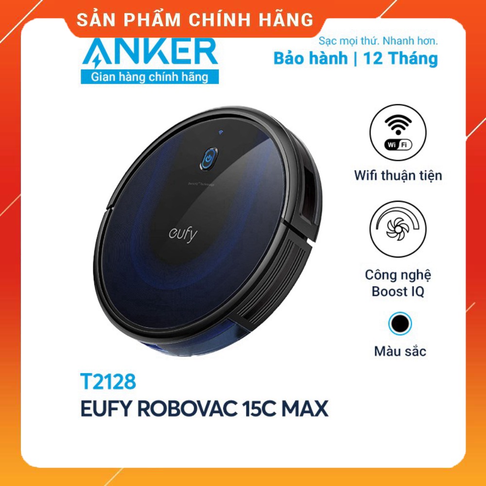 Eufy RoboVac 15C Max - Robot Hút Bụi Thông Minh, Kích Thước 35x35x7.24cm, Dung Lượng Hộp Rác 0.6L, Màu Đen