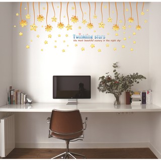 Decal dán tường chúc bé ngủ ngon dây thả sao vàng