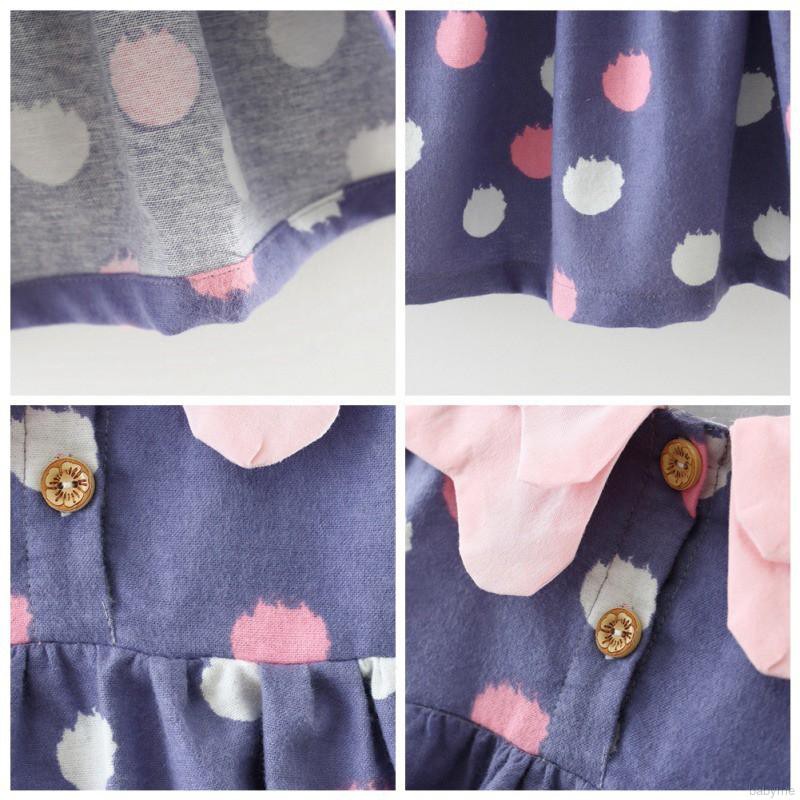 Đầm dài tay họa tiết chấm bi xinh xắn dành cho bé gái