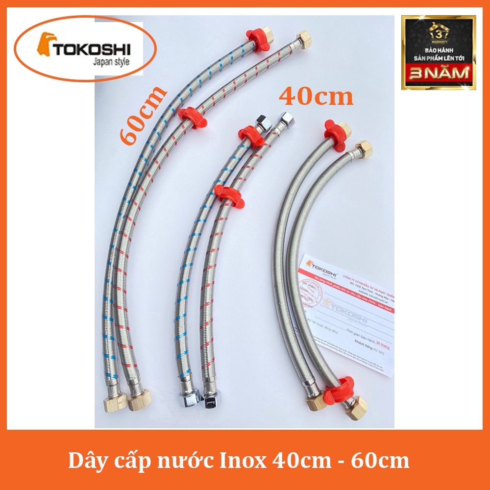 Cặp Dây Cấp Nước Nóng lạnh Inox 304 - Dây cấp mước bồn rửa mặt, nóng lạnh, bồn cầu kích thước 40 - 60cm