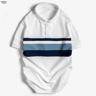 [17.6 Mua 2 giảm 6%] Áo Polo nam phối ngang NELUX vải cá sấu Cotton xuất xịn, chuẩn form - HAPPYHOW