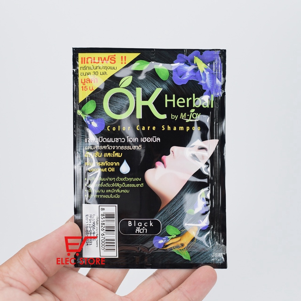 Hộp 12 gói gội nhuộm thảo dược Ok Herbal Thái Lan