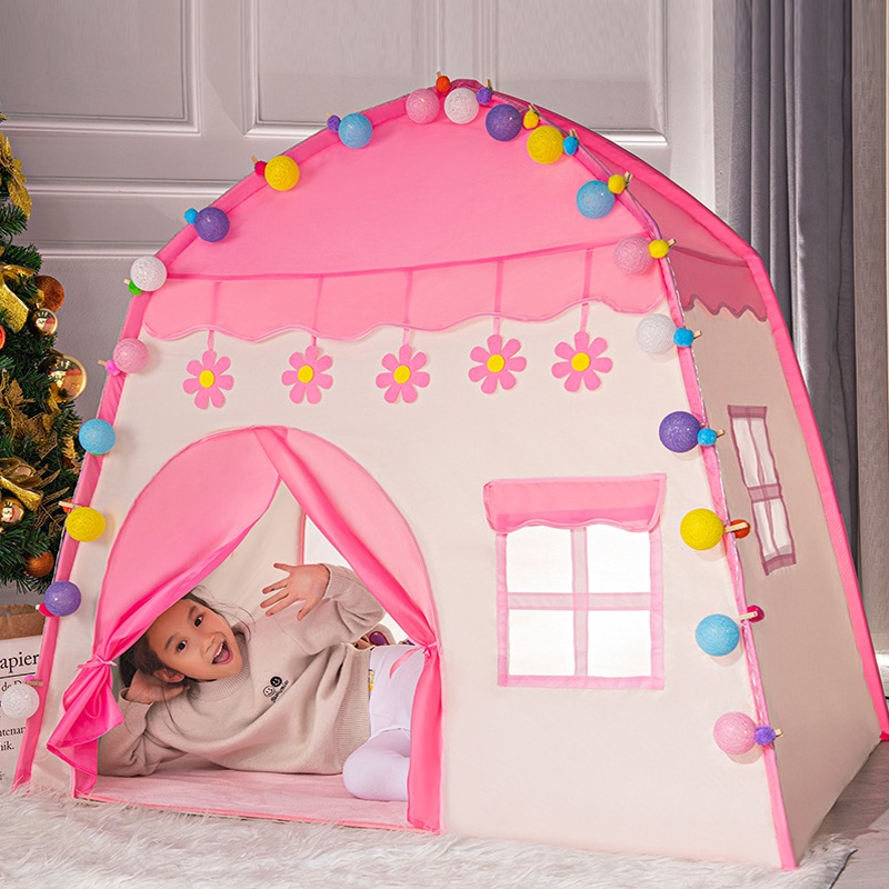 Lều công chúa hoàng tử cho bé, lều trẻ em chơi trong nhà TẶNG KÈM ĐÈN &amp; CỜ CHƠI ,chất vải dày dặn hàng chuẩn loại 1