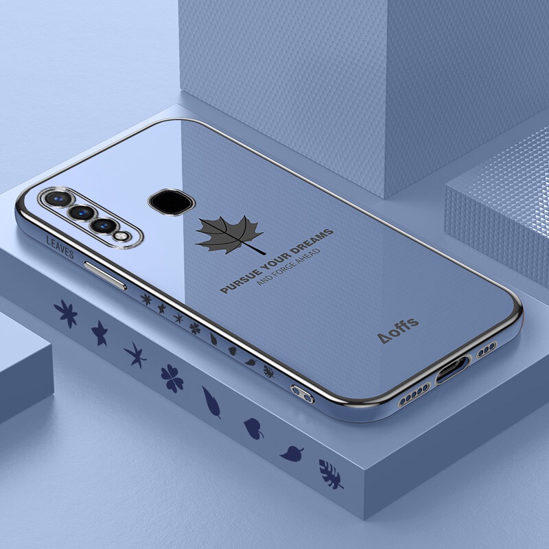 Ốp Điện Thoại Mạ Điện Hình Lá Phong Cho VIVO T1 Pro T1 5G Y71 Y15s Y21s Y21T Y33S Y81 Y83 Y79 V7 Plus V11i V11 V15 Pro