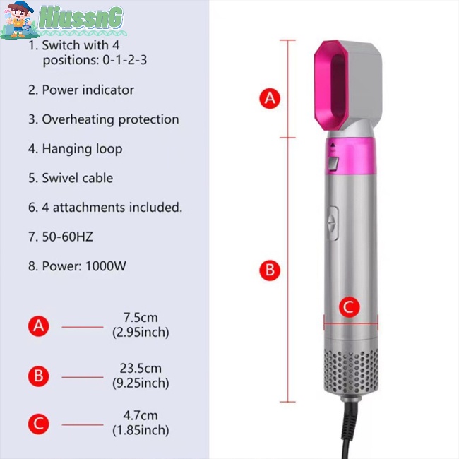 Bộ Lược Chải Tạo Kiểu Tóc 5 Trong 1 Đa Năng