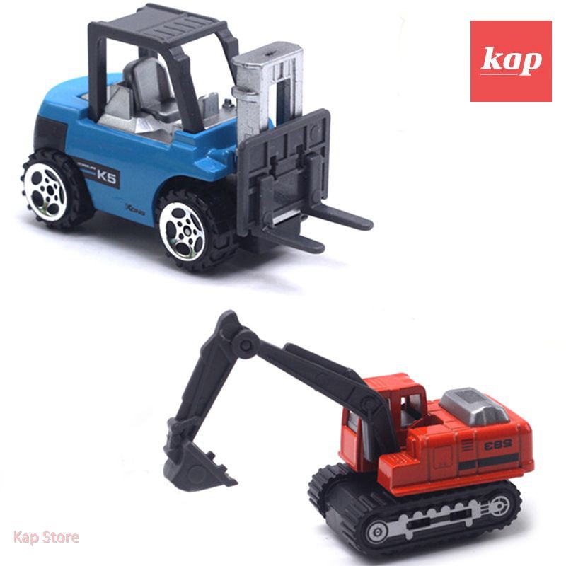 Bộ 6 xe công trình Die Cast Metal, vỏ kim loại, tỷ lệ 1:64