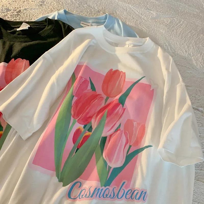 NRVP Áo Thun Mùa Hè Tay Cộc Oversize In Họa Tiết Phong Cách Hàn Quốc Cho Nam / Nữ