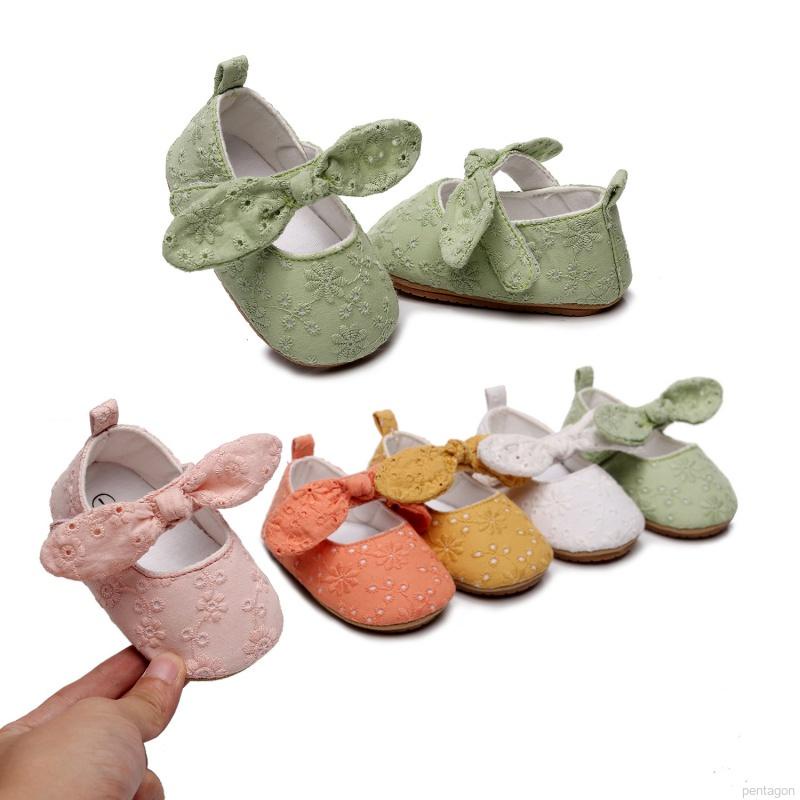 Đôi giày búp bê đính nơ/ Đôi vớ viền ren tập đi chống trượt xinh xắn dành cho bé gái