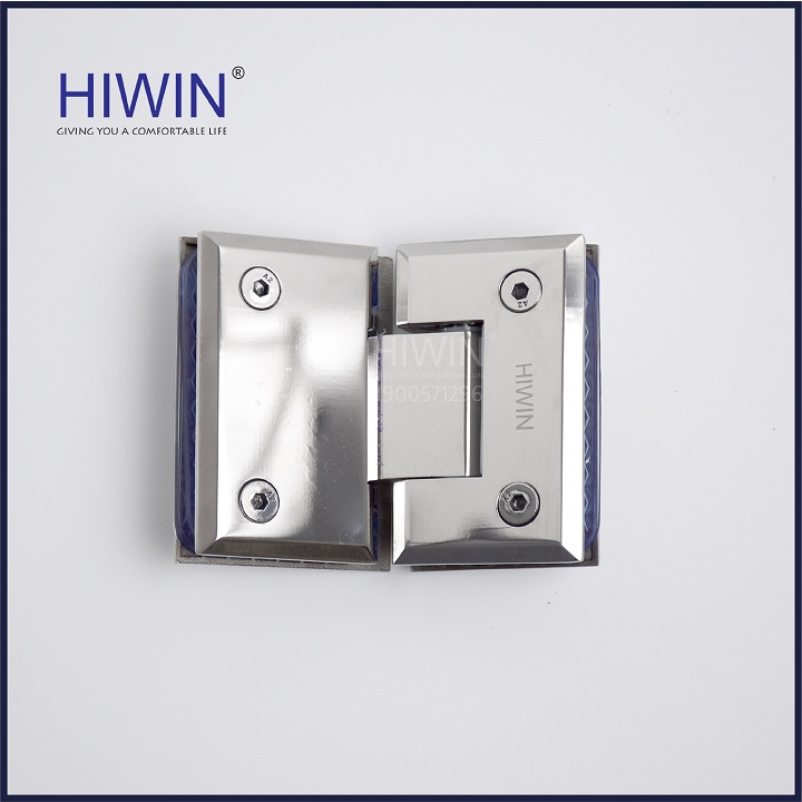 Bản lề phòng tắm kính 135 độ đế cân cạnh vát chất liệu inox 304 mặt gương HIWIN HG-006 (dày 5mm)