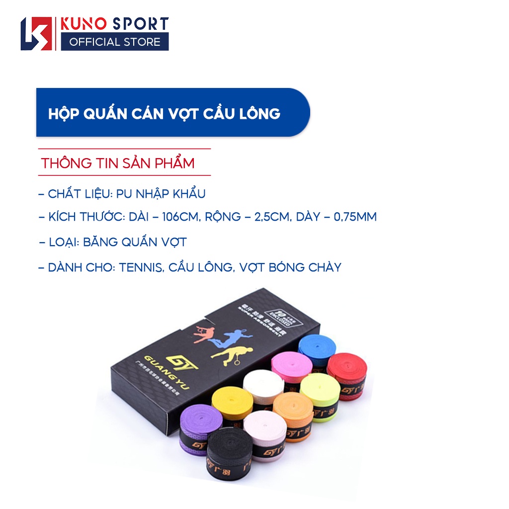 Băng Quấn Cán Vợt Cầu Lông Chính Hãng GuangYu Chống Trơn Trượt Hộp 10 Chiếc - QC03