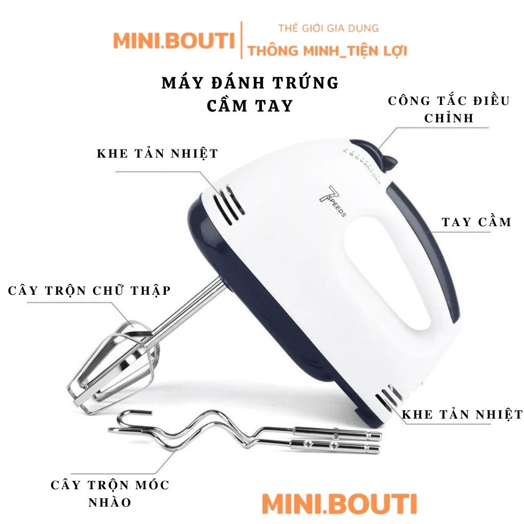Máy Đánh Trứng 7 Tốc Độ MINIBOUTI Máy Đánh Trứng Cầm Tay Máy Đánh Trứng Mini Máy Đánh Kem Cầm Tay Chính Hãng