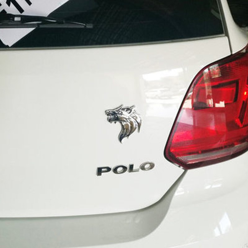 2 Miếng Dán Hình Đầu Sói Bằng Kim Loại Cho Xe Hơi