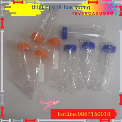 Com Bo 100 Ống Falcon 50ml - Ống Ly Tâm 50ml Nắp Vặn, Đáy Nhọn Tiệt Trùng Từng Cái