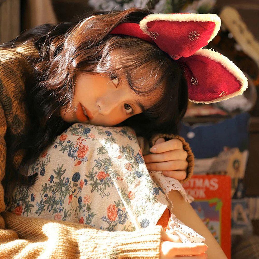 2 Băng Đô Nhung Đỏ Rửa Mặt Cho Nữ