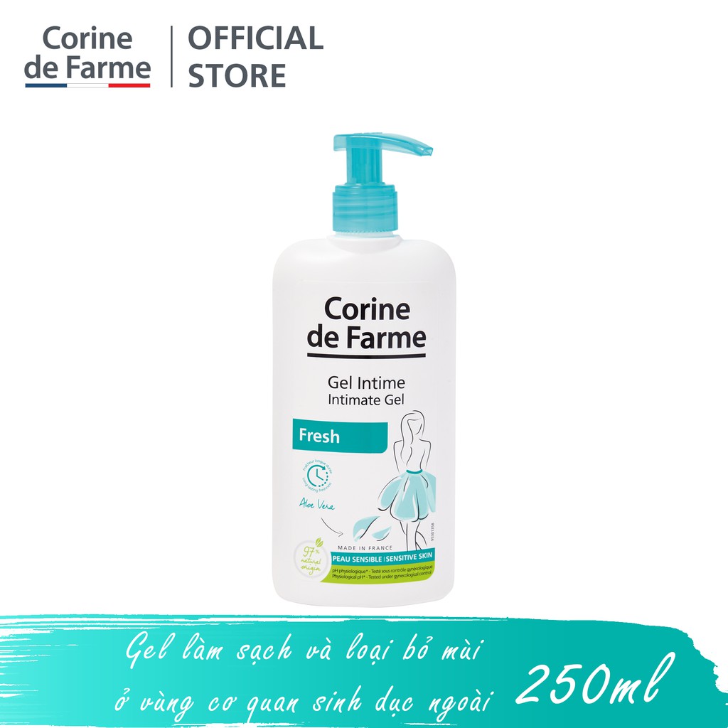 Corine de Farme Intimate Gel Fresh - Dung dịch vệ sinh phụ nữ làm sạch và khử mùi vùng kín 250ml