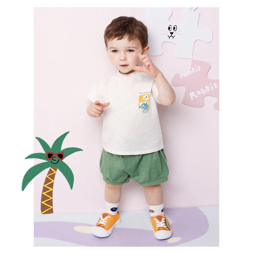 Bộ cotton xước bé trai bé gái ô vuông ngực MM. HA2238