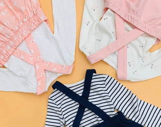 Set body/áo thun và váy yếm bé gái