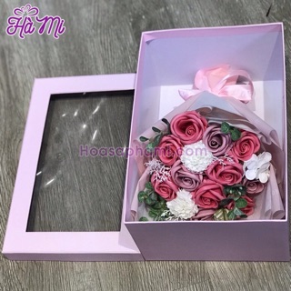 Hộp hoa hồng sáp thơm tone hồng cao cấp